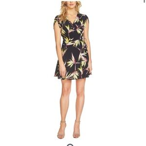 1. State Black and Yellow Wrap Sundress with adjustable Tie Front